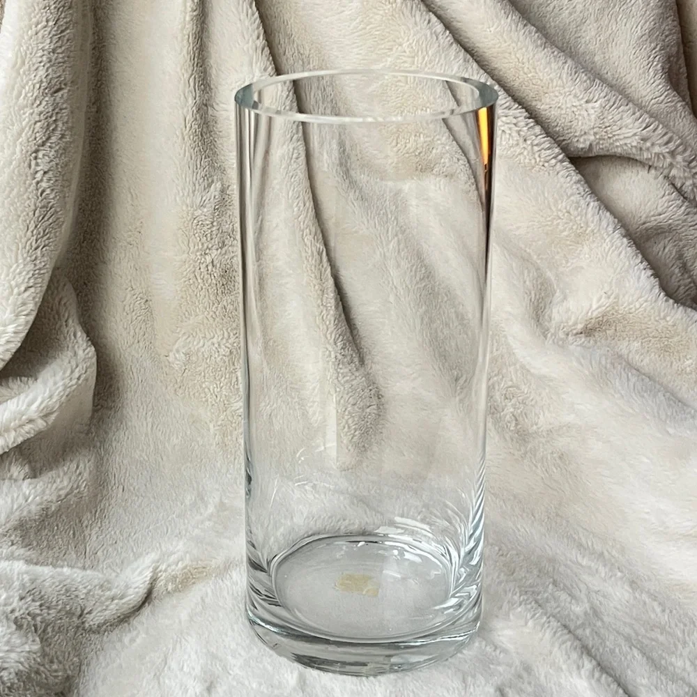 Restoration Hardware Cylinder Glass Vase Thick Modern Minimalist Clean V Day NWT